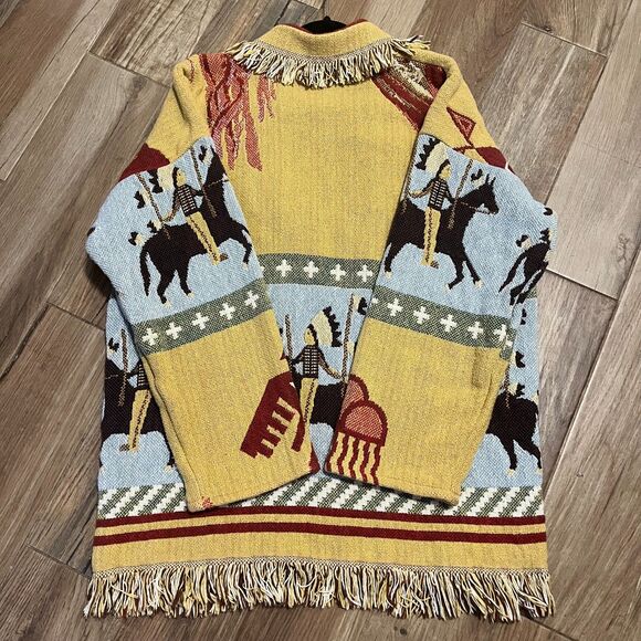 Lew Magram COLLECTION New York Native Indian Sweater Tapestry Chunky Knit EUC - Picture 8 of 12